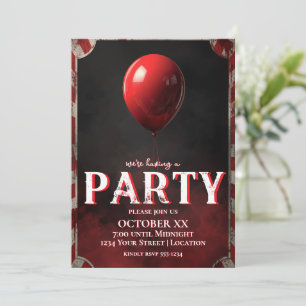 Griezelige Kermis Rood Ballon Halloween Feest Kaart