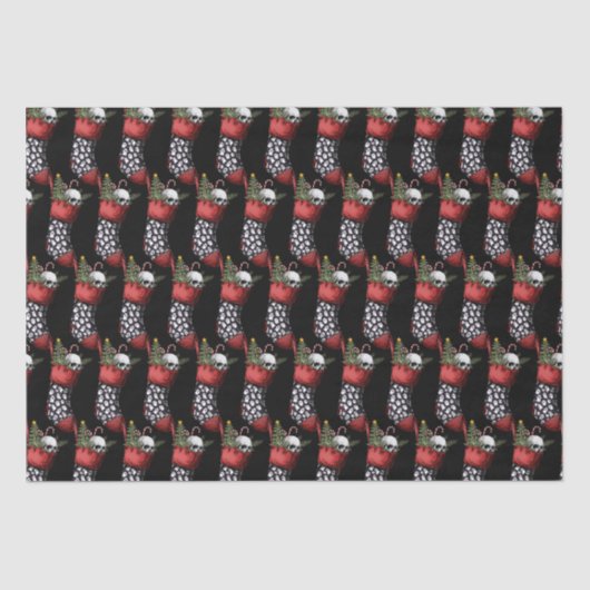 Griezelige kerst gotische schedel kous tissuepapier (Voorkant)