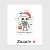 Griezelige Kerst Skelet Sticker – Grappige Feestda (Vel)