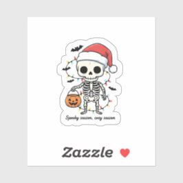 Griezelige Kerst Skelet Sticker – Grappige Feestda
