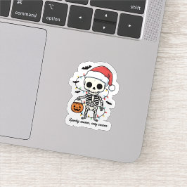 Griezelige Kerst Skelet Sticker – Grappige Feestda