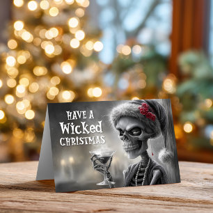 Griezelige Kerstman Skelet Kerstmis Feestdagen Kaart