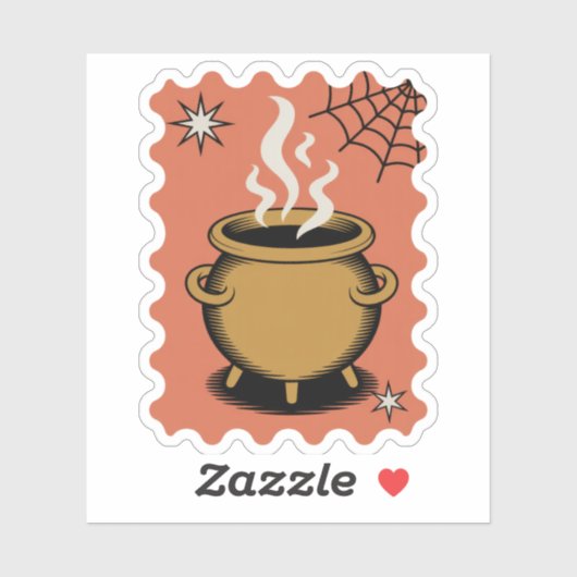 Griezelige Ketel Halloween Postzegel Sticker (Vel)