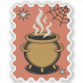Griezelige Ketel Halloween Postzegel Sticker (Voorkant)