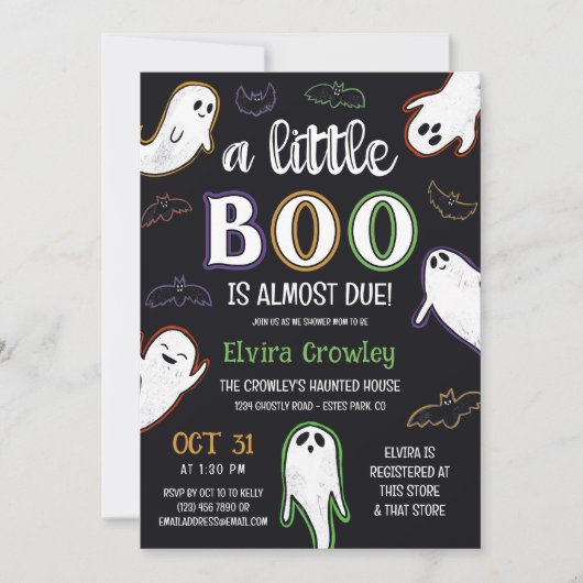 Griezelige kleine Boo Halloween babyborrel Kaart (Voorkant)