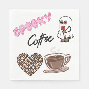 Griezelige koffie Schattige Halloween Geest Papier Servet