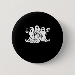 Griezelige koffie slurpende pompoen houder ronde button 5,7 cm