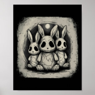 Griezelige Konijn Konijnen Pasen Horror Goth Grung Poster
