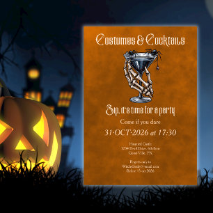 Griezelige Kostuums Cocktails Oranje Halloween-fee Kaart