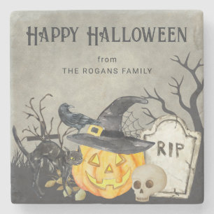 Griezelige Kostuums en Cocktails Halloween Stenen Onderzetter