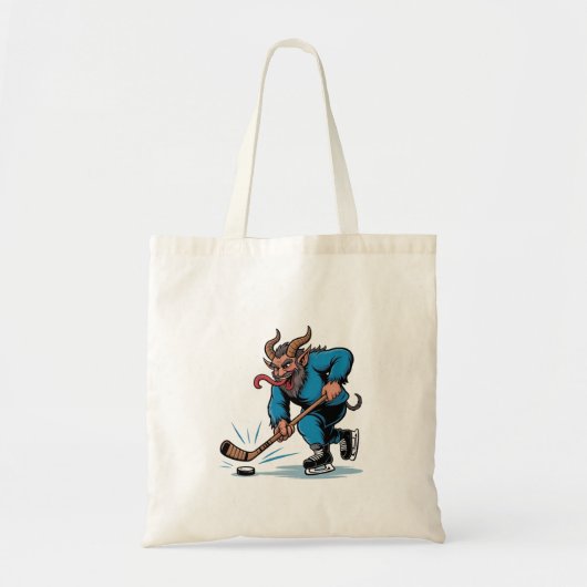 Griezelige Krampus die ijshockey speelt met Kerstm Tote Bag (Voorkant)