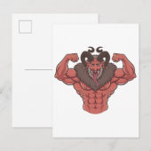 Griezelige Krampus Kerst Flexende Spier Fitness Uitnodiging Briefkaart (Voorkant / Achterkant)