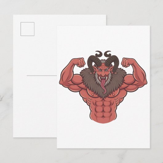 Griezelige Krampus Kerst Flexende Spier Fitness Uitnodiging Briefkaart (Voorkant / Achterkant)