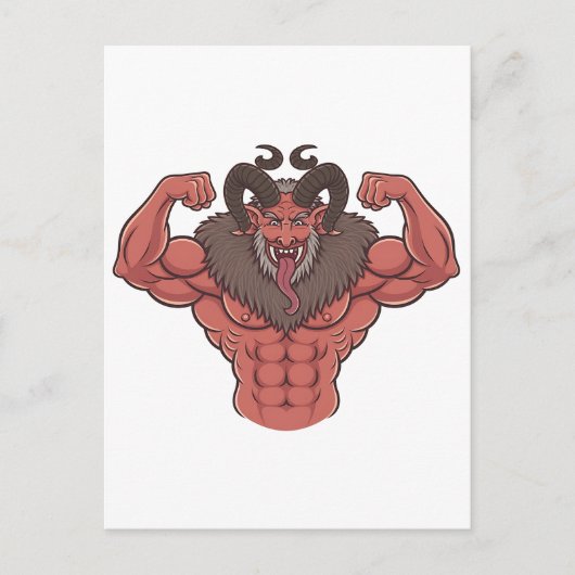 Griezelige Krampus Kerst Flexende Spier Fitness Uitnodiging Briefkaart (Voorkant)