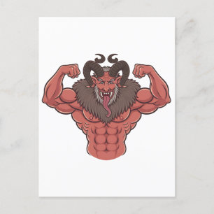 Griezelige Krampus Kerstmis Flexing Spier Fitness Uitnodiging Briefkaart
