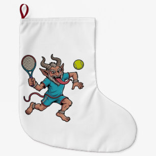 Griezelige Krampus speelt tennis Kerst sport  Grote Kerstsok