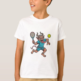 Griezelige Krampus speelt tennis Kerst sport T-shirt