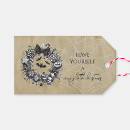 Griezelige krans cadeaulabel