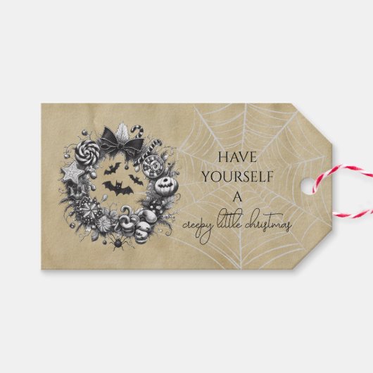 Griezelige krans cadeaulabel (Voorkant (Horizontaal))