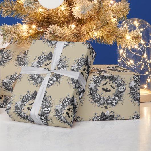 Griezelige krans cadeaupapier (Feestdagen)