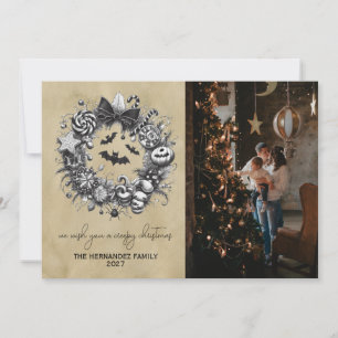 Griezelige krans feestdagenkaart