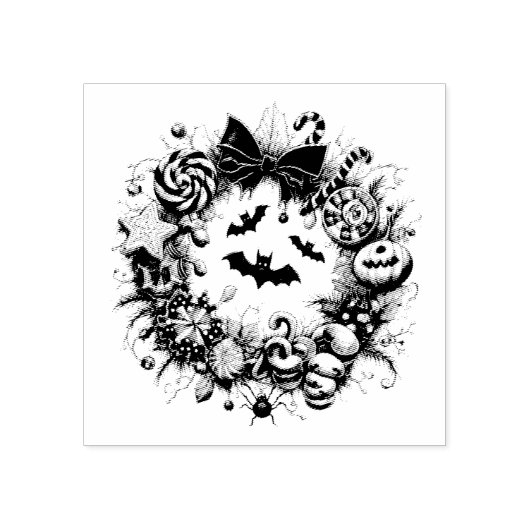 Griezelige krans rubberstempel (Afrduk)