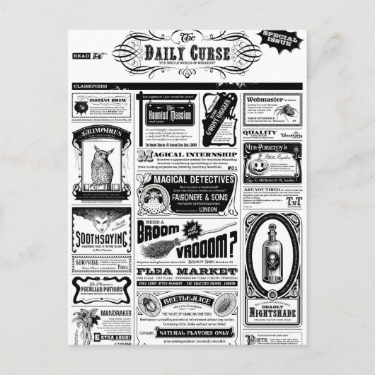 griezelige krant briefkaart (Voorkant)