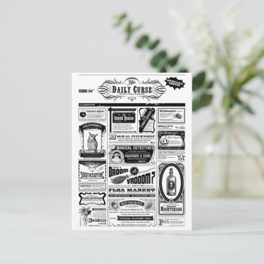 griezelige krant briefkaart (Staand voorkant)