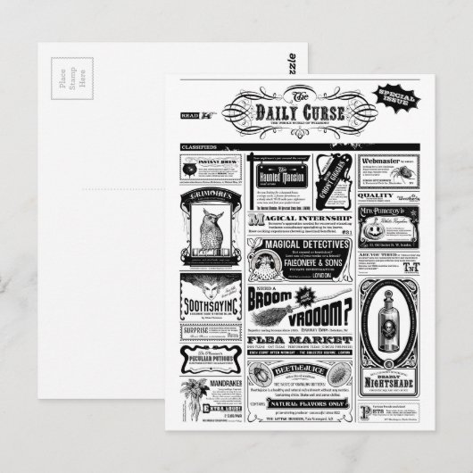 griezelige krant briefkaart (Voorkant / Achterkant)