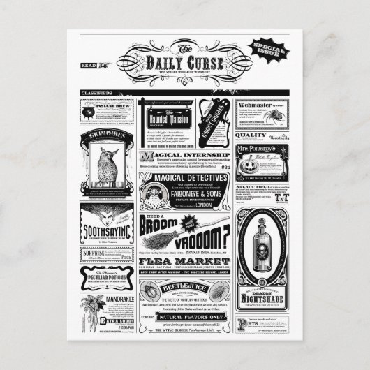 griezelige krant briefkaart (Voorkant)