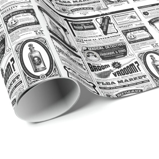 griezelige krant cadeaupapier (Rol Hoek)