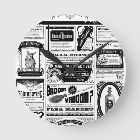 griezelige krant ronde klok (Voorkant)