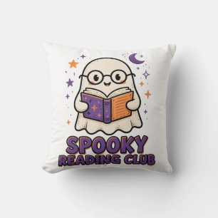 Griezelige leesclub Schattig spook leest boek Kussen