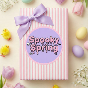 Griezelige lente pastel goth roze lavendel druipen ronde sticker