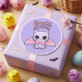 Griezelige Lente Vleermuis Lavendel Pastel Goth Ro Ronde Sticker