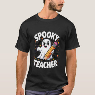 Griezelige leraar geest met potlood Halloween kost T-shirt