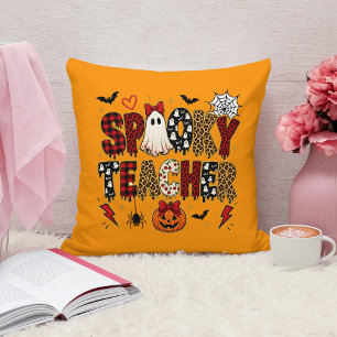 Griezelige Leraar Halloween   Luipaardprint Mix Kussen