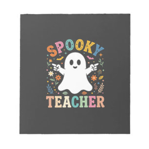 Griezelige leraar Schattig spook Halloween-ontwerp Notitieblok