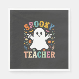 Griezelige leraar Schattig spook Halloween-ontwerp Servet