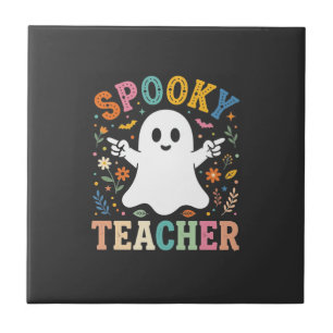 Griezelige leraar Schattig spook Halloween-ontwerp Tegeltje