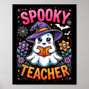 Griezelige leraar Schattig spook leest boek Grappi Poster