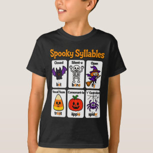 Griezelige lettergrepen lerarenoutfit Halloween kl T-shirt