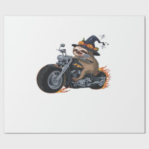 Griezelige Luiaard Motorrit Halloween Biker Pret C Cadeaupapier