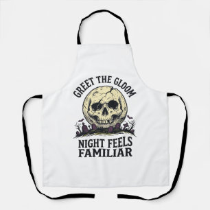Griezelige Maan Schedel Halloween Grafische Shirt_ Schort