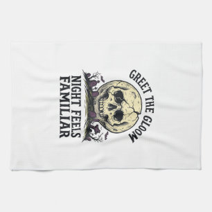 Griezelige Maan Schedel Halloween Grafische Shirt_ Theedoek