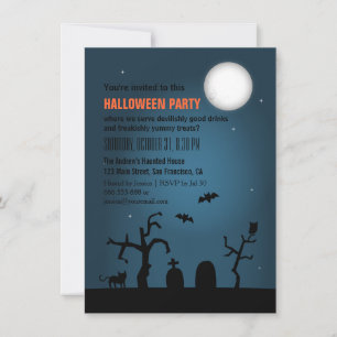 Griezelige Maan Silhouet Halloween Feest Kaart