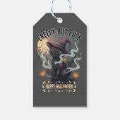 Griezelige maar Schattige kat Gelukkig Halloween Cadeaulabel (Achterkant)