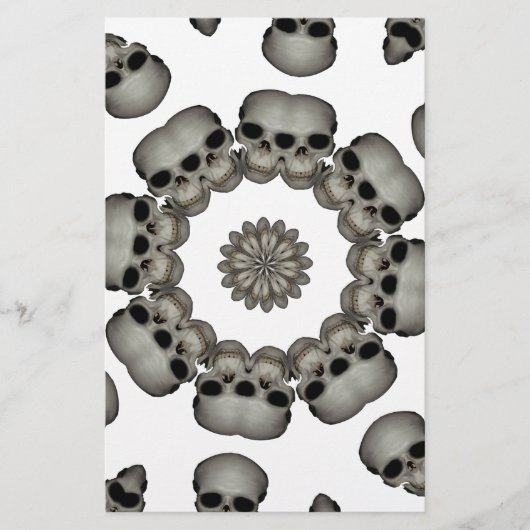 Griezelige Menselijke Schedel Mandala Briefpapier (Voorkant)