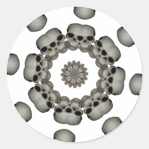 Griezelige Menselijke Schedel Mandala Ronde Sticker