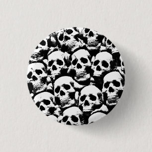 Griezelige menselijke schedels patroon horror goth ronde button 3,2 cm